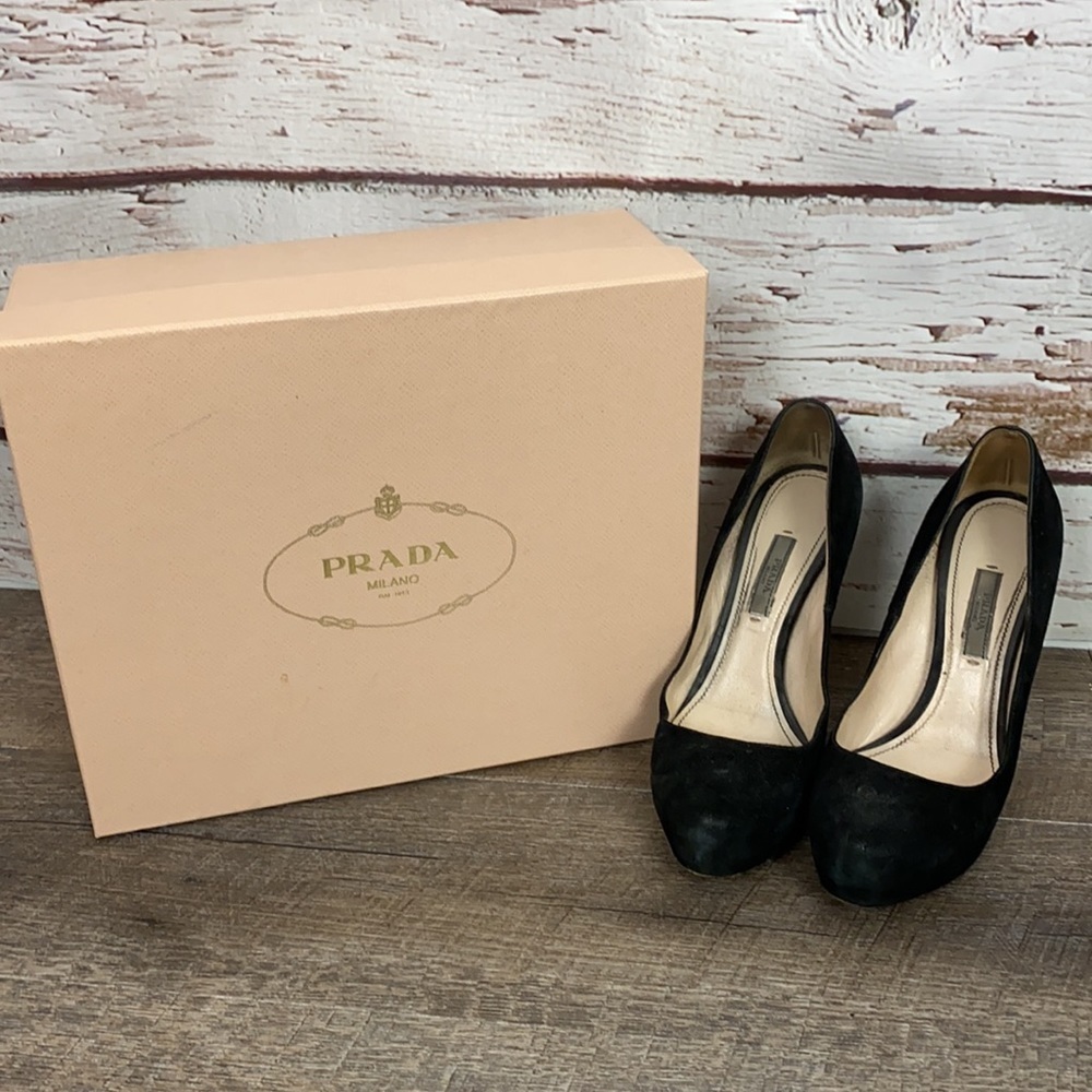Prada Calzature Donna Camoscio basic black 38.5 - Picture 1 of 16
